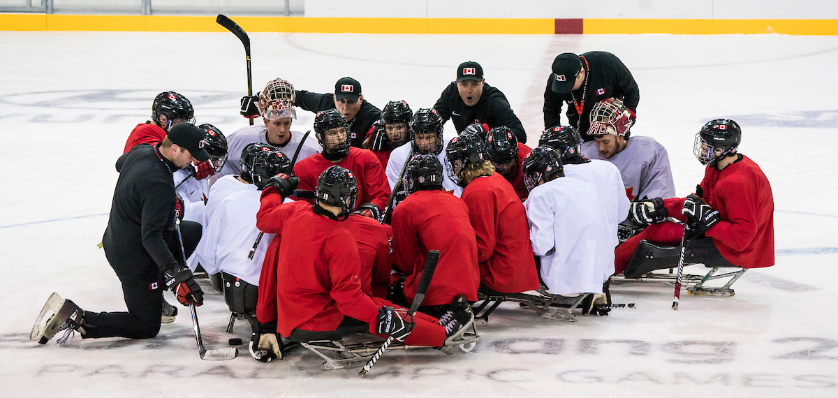 PyeongChang 8/3/2018 - as Canada's sledge hockey team practices ahead of the start of competition at the Gangneung practice venue during the 2018 Winter Paralympic Games in Pyeongchang, Korea. Photo: Dave Holland/Canadian Paralympic Committee